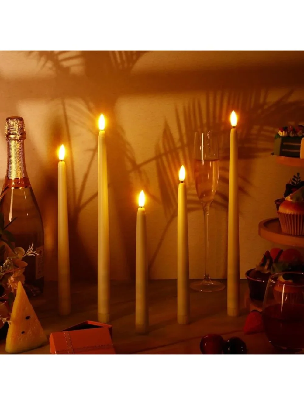 64 Pcs Flameless LED Taper Candles - Ivory White, Flickering Light Decor